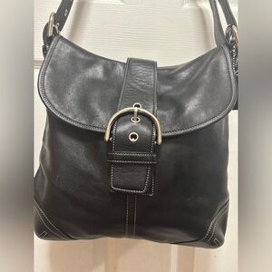 Coach VINTAGE 1999 G9S-9481 Made In USA SoHo Flap Black Leather Shoulder Bag EUC
